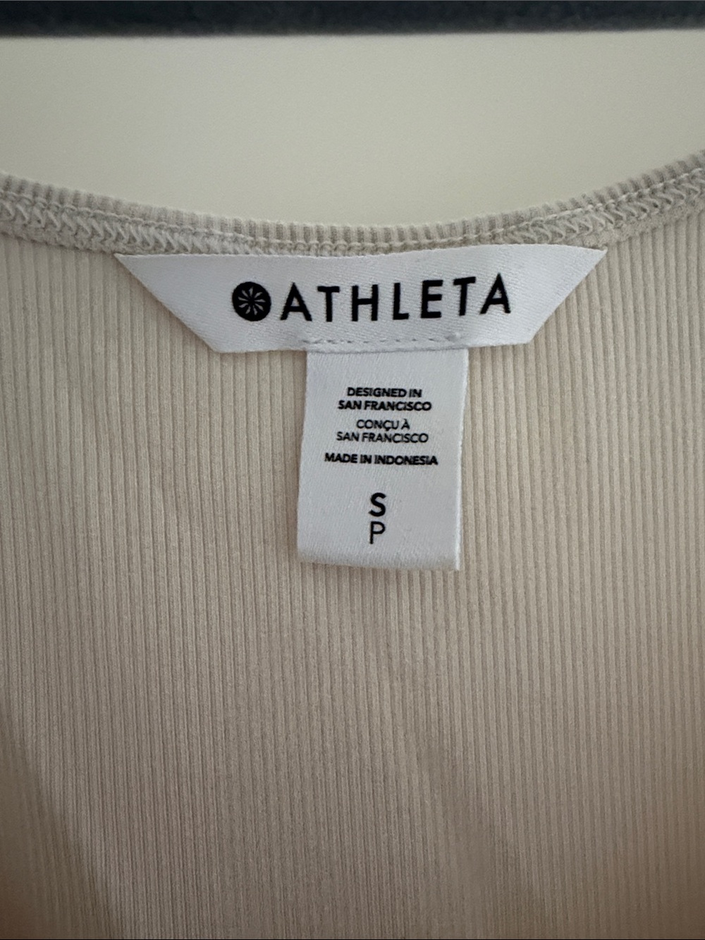 Athleta Light Cream Ribbed Spaghetti-Strap Tank - Picture 2 of 3